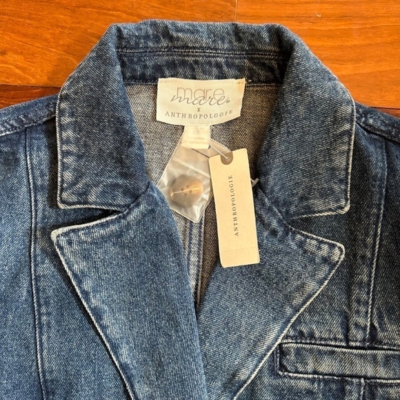 Anthropologie x Mare Mare Womens Jean Jacket NWT Blue Sz XS Button Closure - Picture 2 of 7